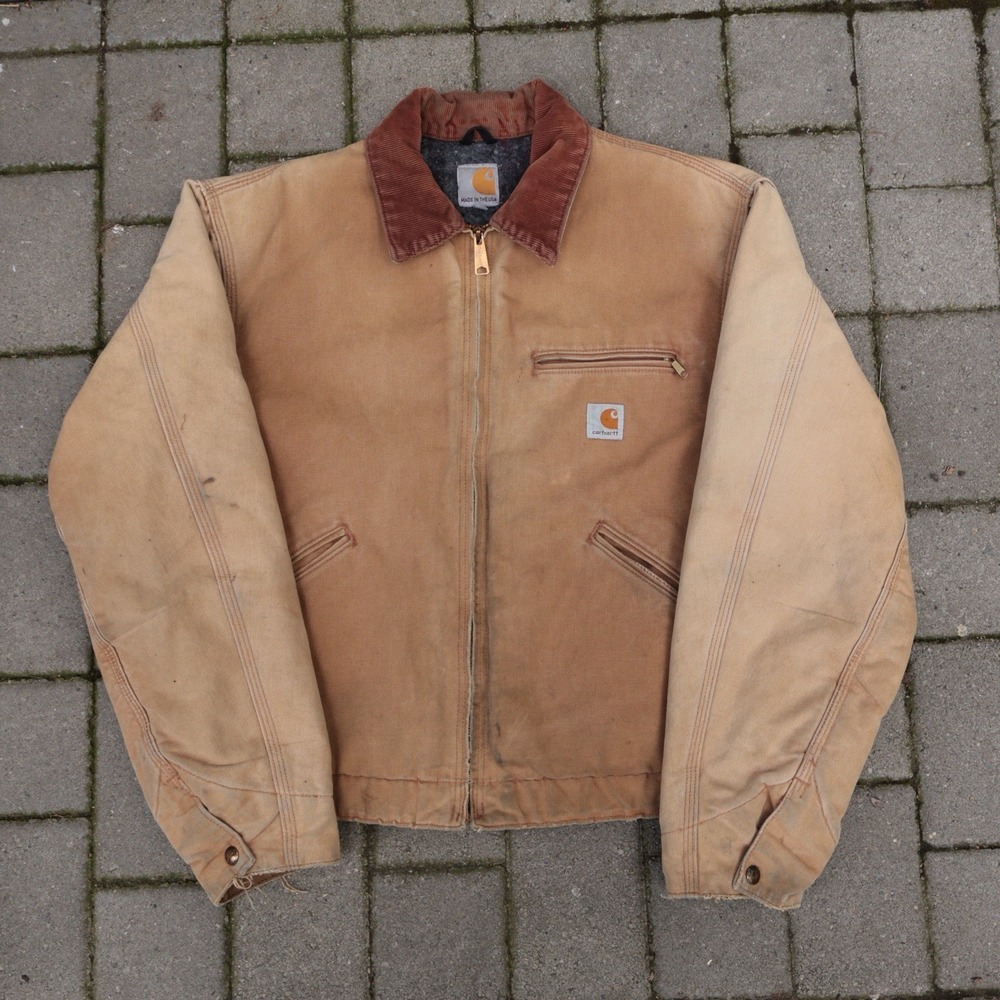 Vintage Carhartt J97 BRN Detroit Jacket USA Made Blanket Lined Brown Union Large